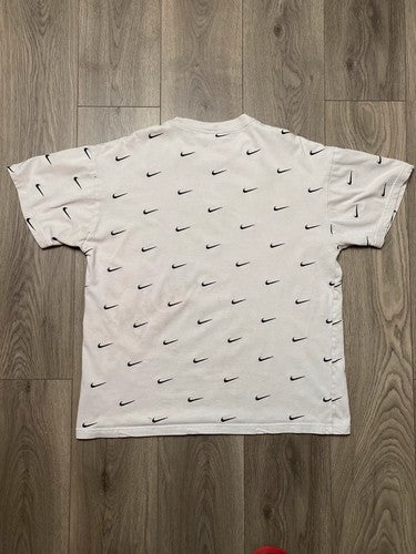 Nike All Over Swoosh Logo Tee M White