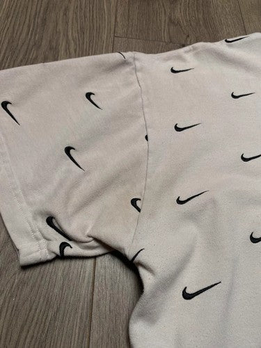 Nike All Over Swoosh Logo Tee M White