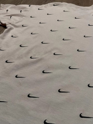 Nike All Over Swoosh Logo Tee M White