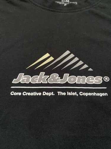 Jack & Jones Black Graphic T-Shirt Logo Tee L