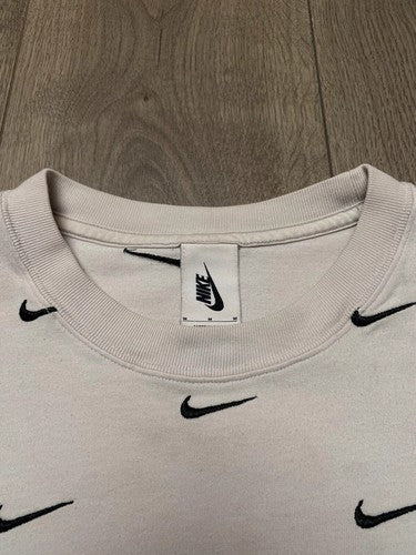 Nike All Over Swoosh Logo Tee M White