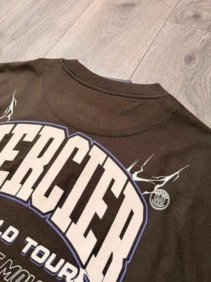 Mercier World Tour Heavy Graphic T-Shirt Brown XL Streetwear Oversized
