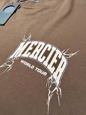 Mercier World Tour Heavy Graphic T-Shirt Brown XL Streetwear Oversized