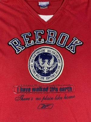 Vintage Red Reebok V-Neck Graphic Tee Men's M