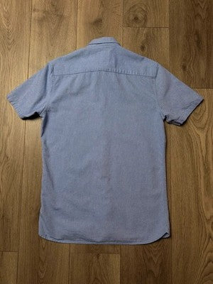 Barney Cools Flamingo Embroidered Short Sleeve Shirt Mens Small Blue C