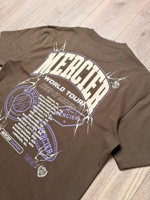 Mercier World Tour Heavy Graphic T-Shirt Brown XL Streetwear Oversized