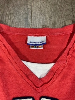Vintage Red Reebok V-Neck Graphic Tee Men's M