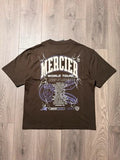 Mercier World Tour Heavy Graphic T-Shirt Brown XL Streetwear Oversized
