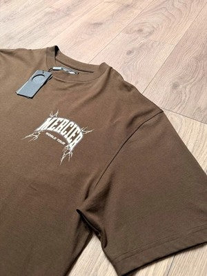 Mercier World Tour Heavy Graphic T-Shirt Brown XL Streetwear Oversized