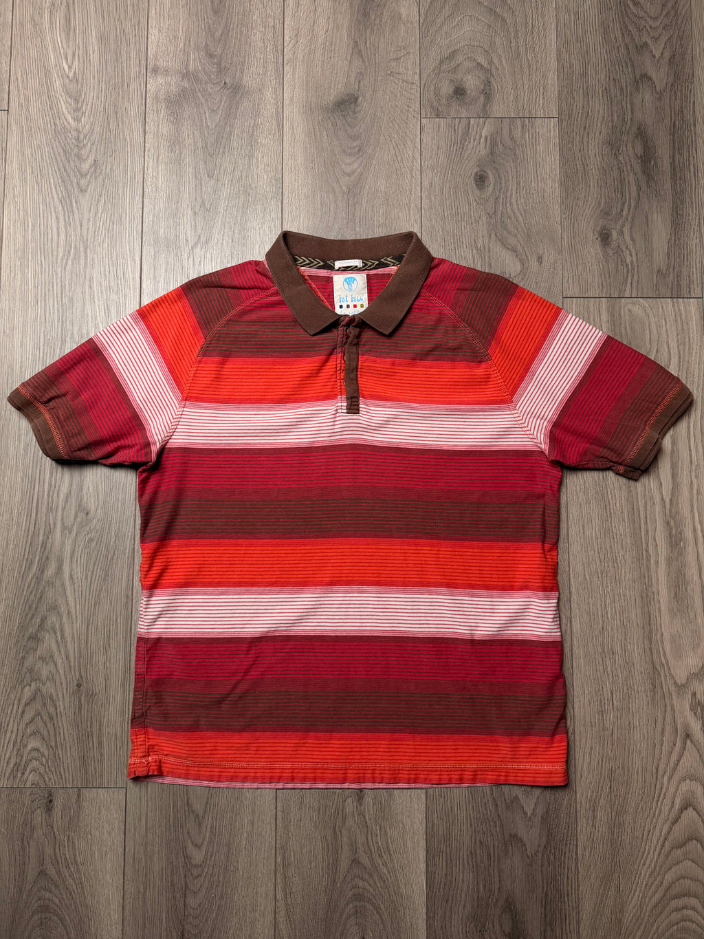 brown/orange striped fat face polo