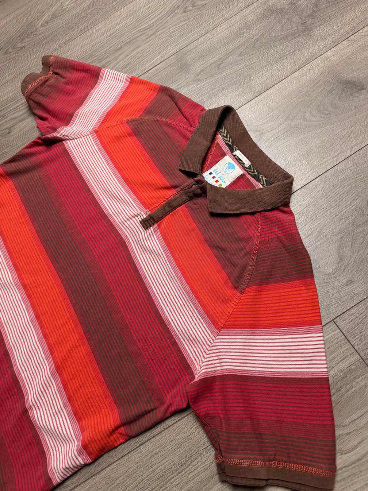 brown/orange striped fat face polo