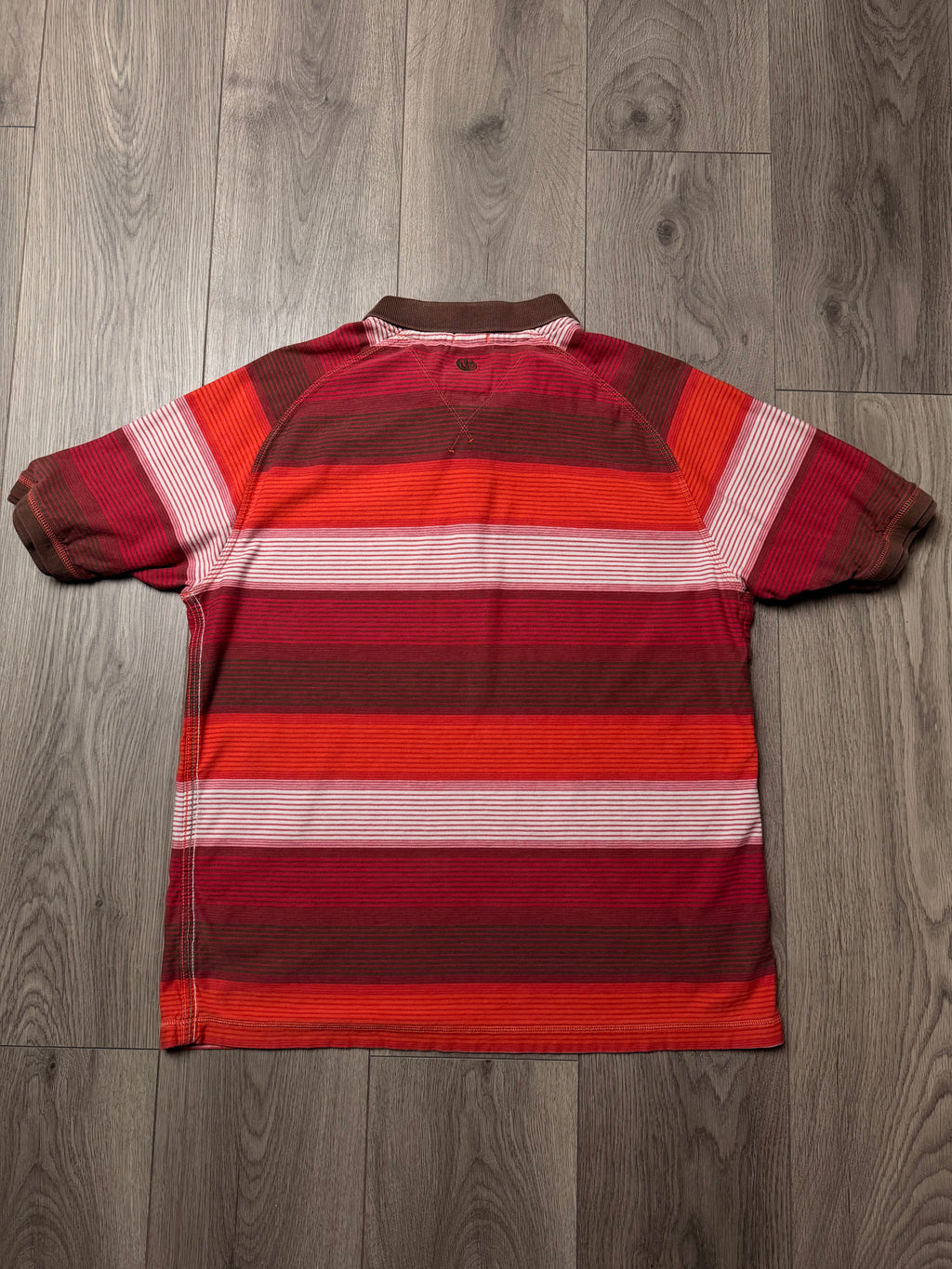 brown/orange striped fat face polo