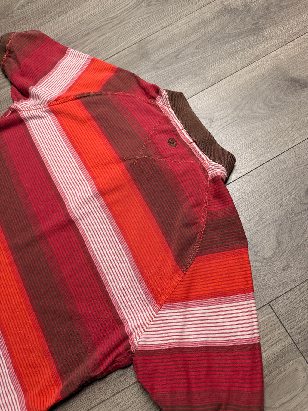 brown/orange striped fat face polo