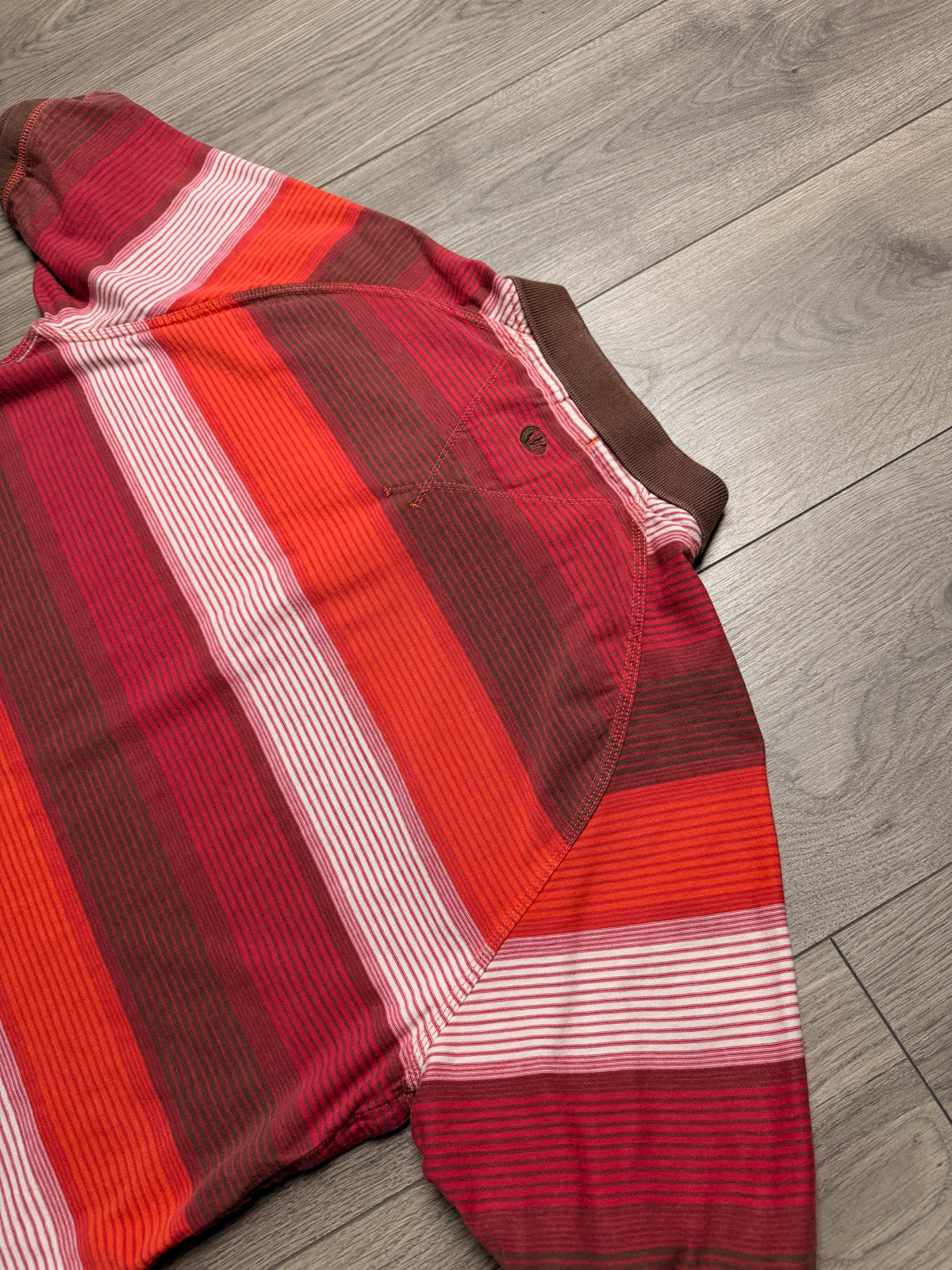 brown/orange striped fat face polo