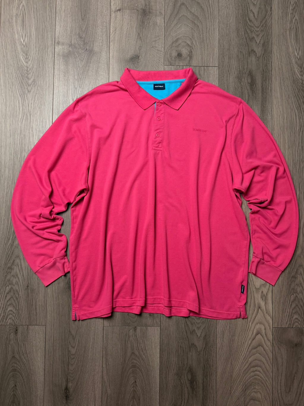 pink south bay embroidered long sleeve polo