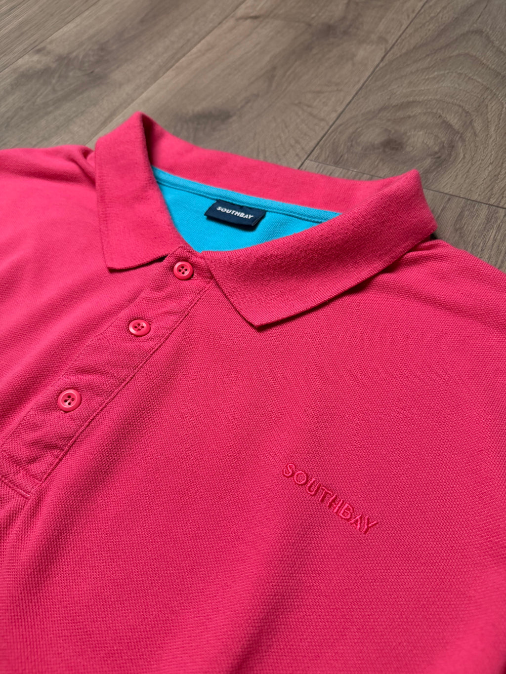 pink south bay embroidered long sleeve polo