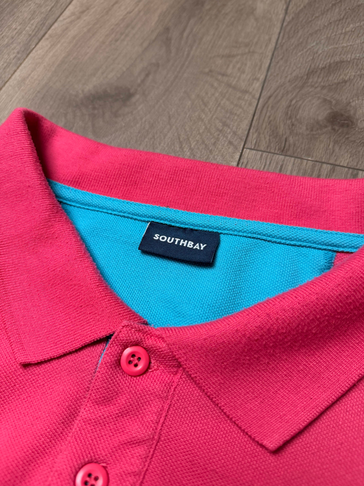 pink south bay embroidered long sleeve polo